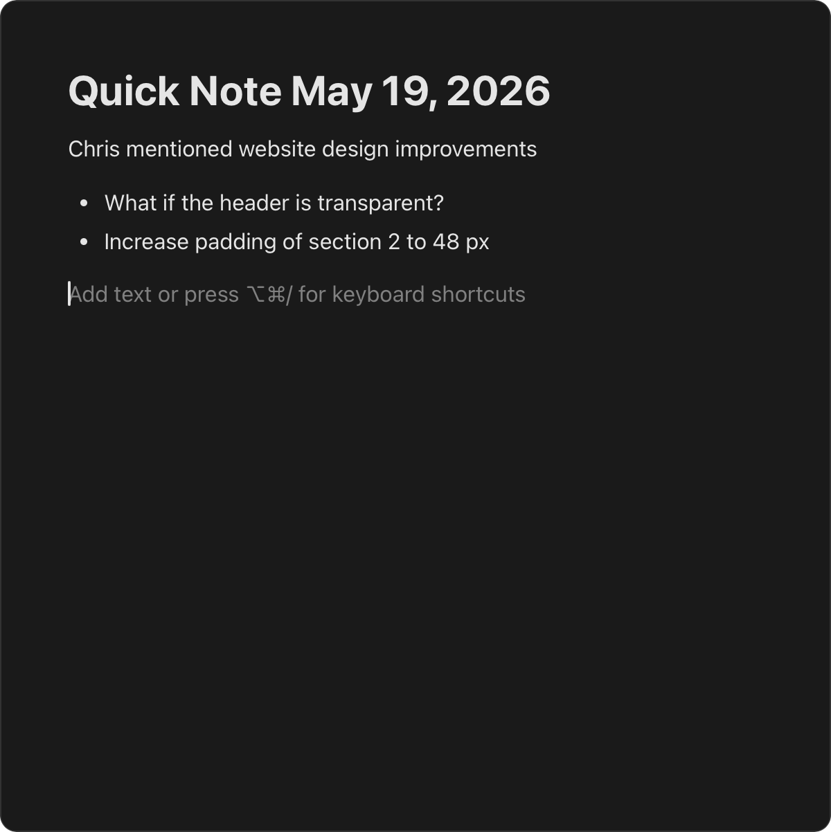 Spotlight note feature